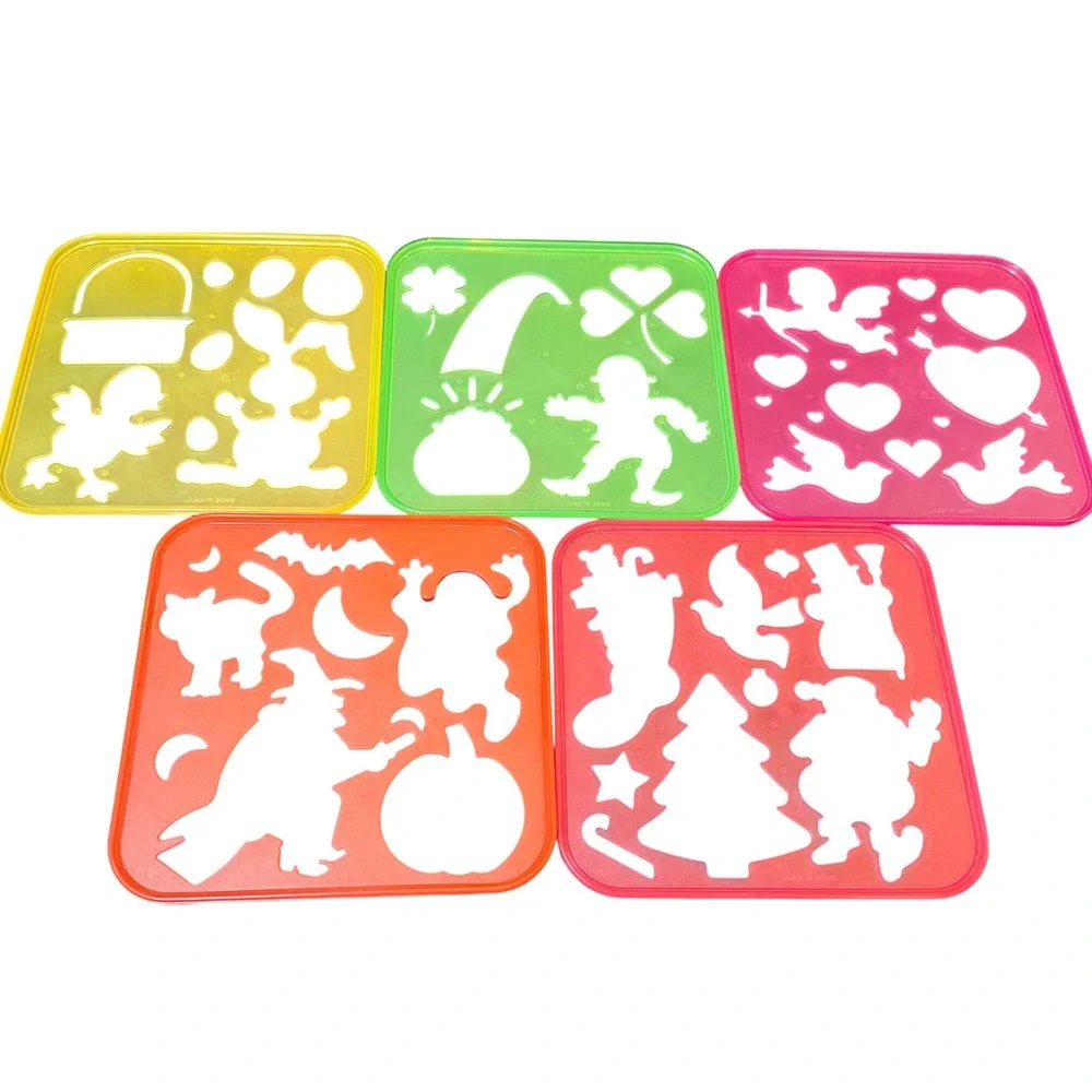 Vintage Tupperware Tuppertoys Stencil Lot 15 Educational Drawing Templates